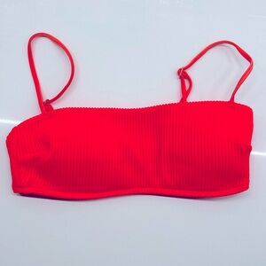 Hollister ribbed hot orange bikini bandeau top.